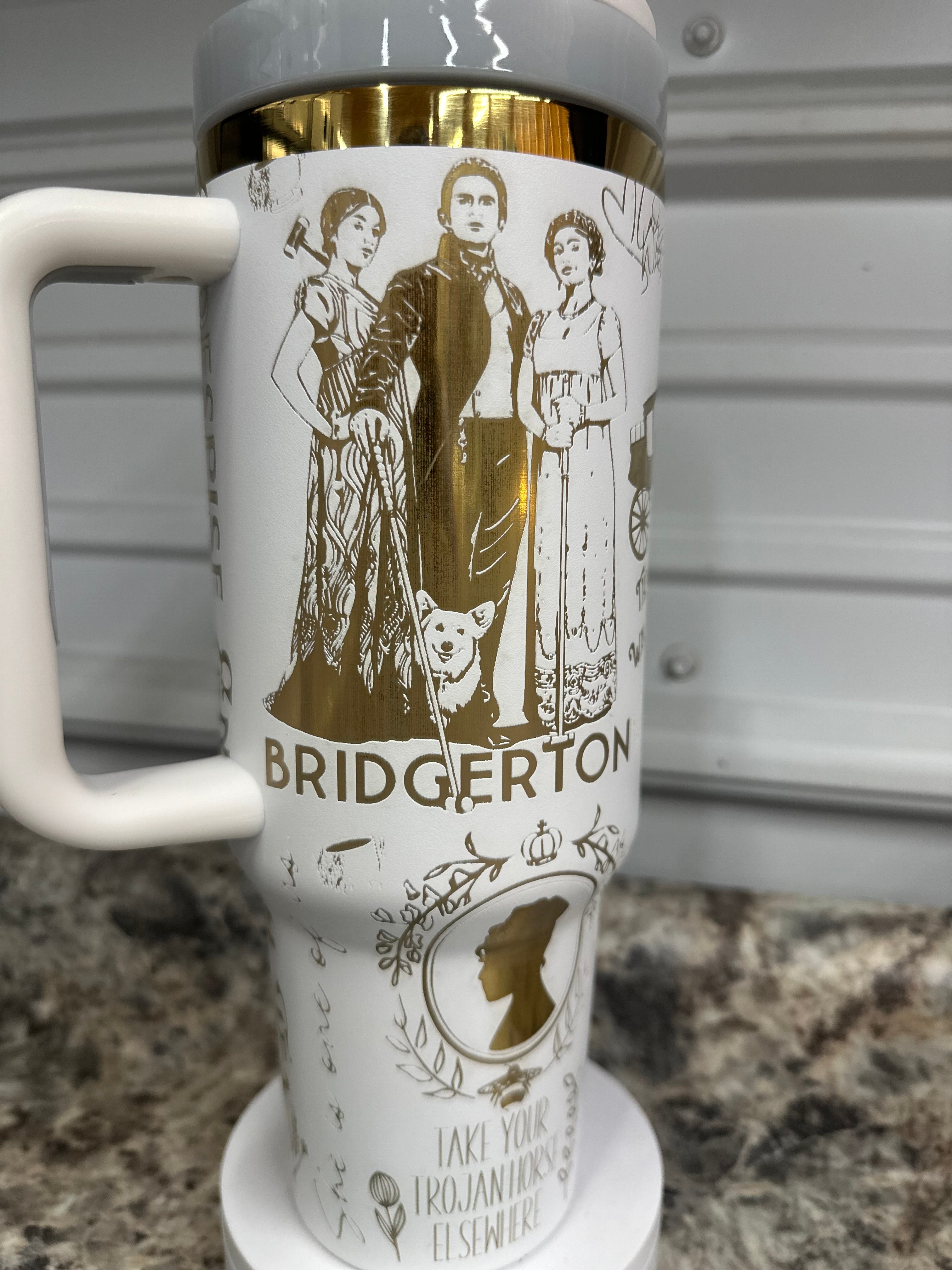 Bridgerton Gold Laser Engraved 40oz Tumbler