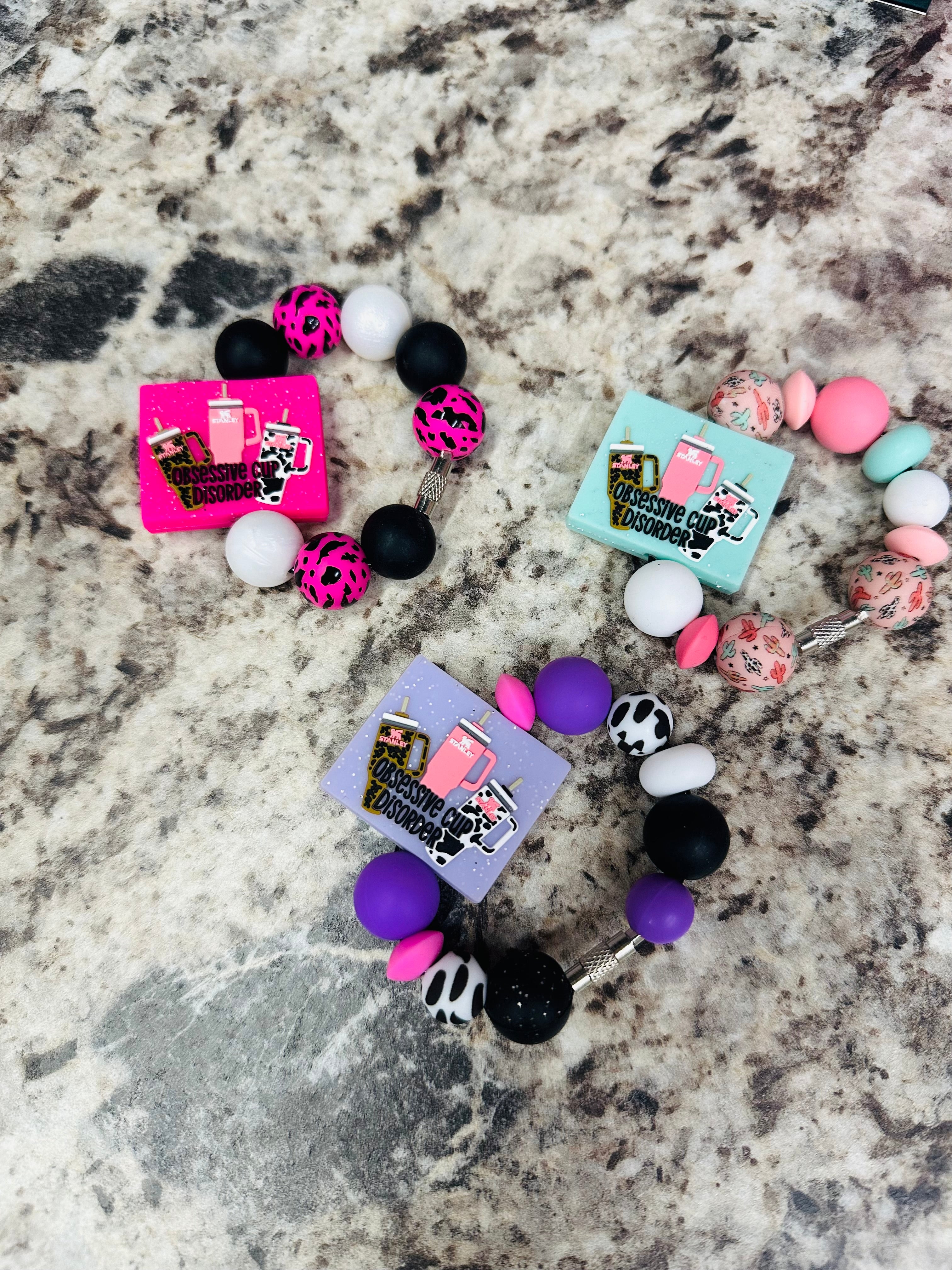 Silicone beaded Cup Handle Charms/ Keychains