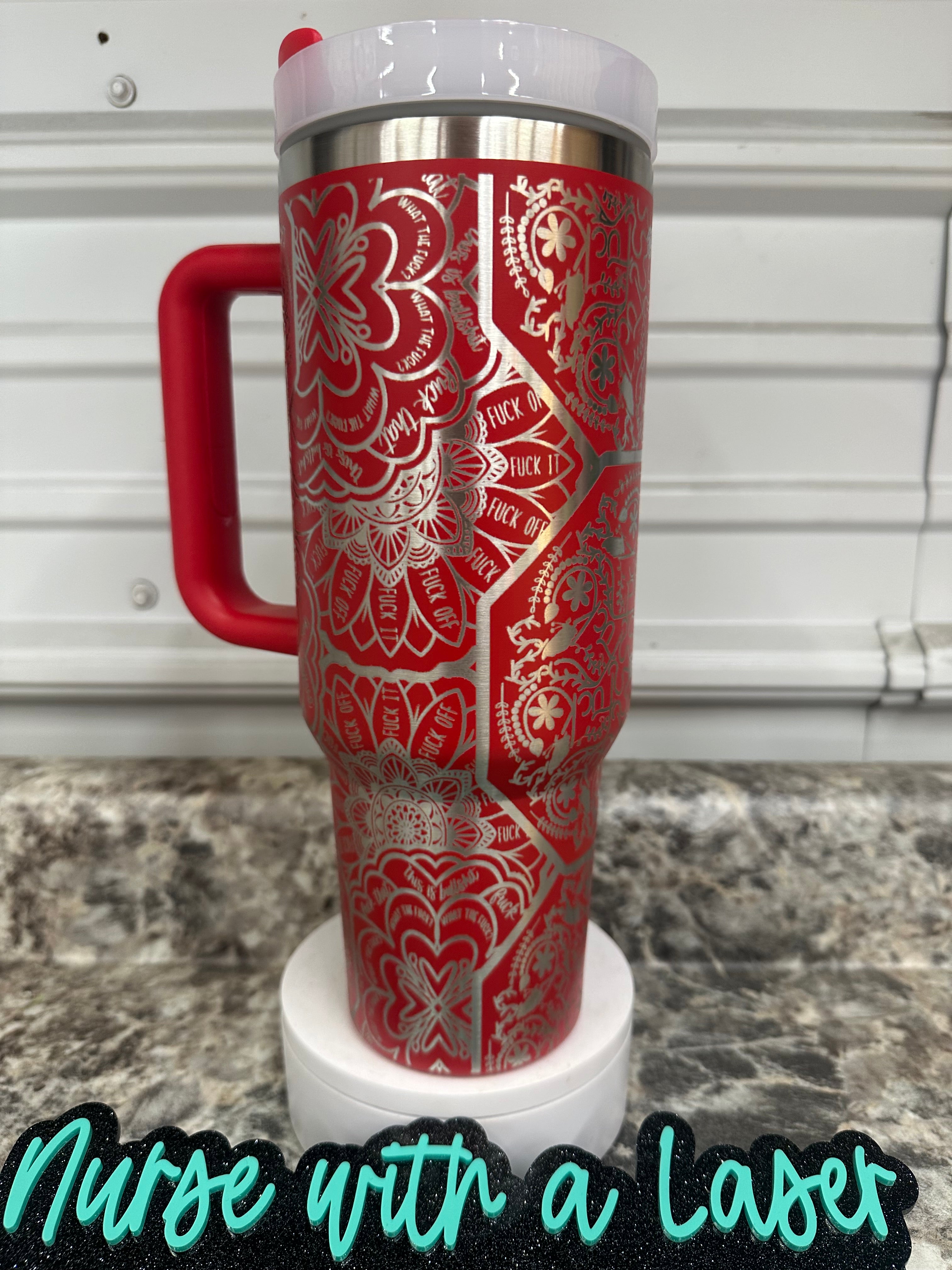 F word Mandala Floral Laser Engraved Wrap