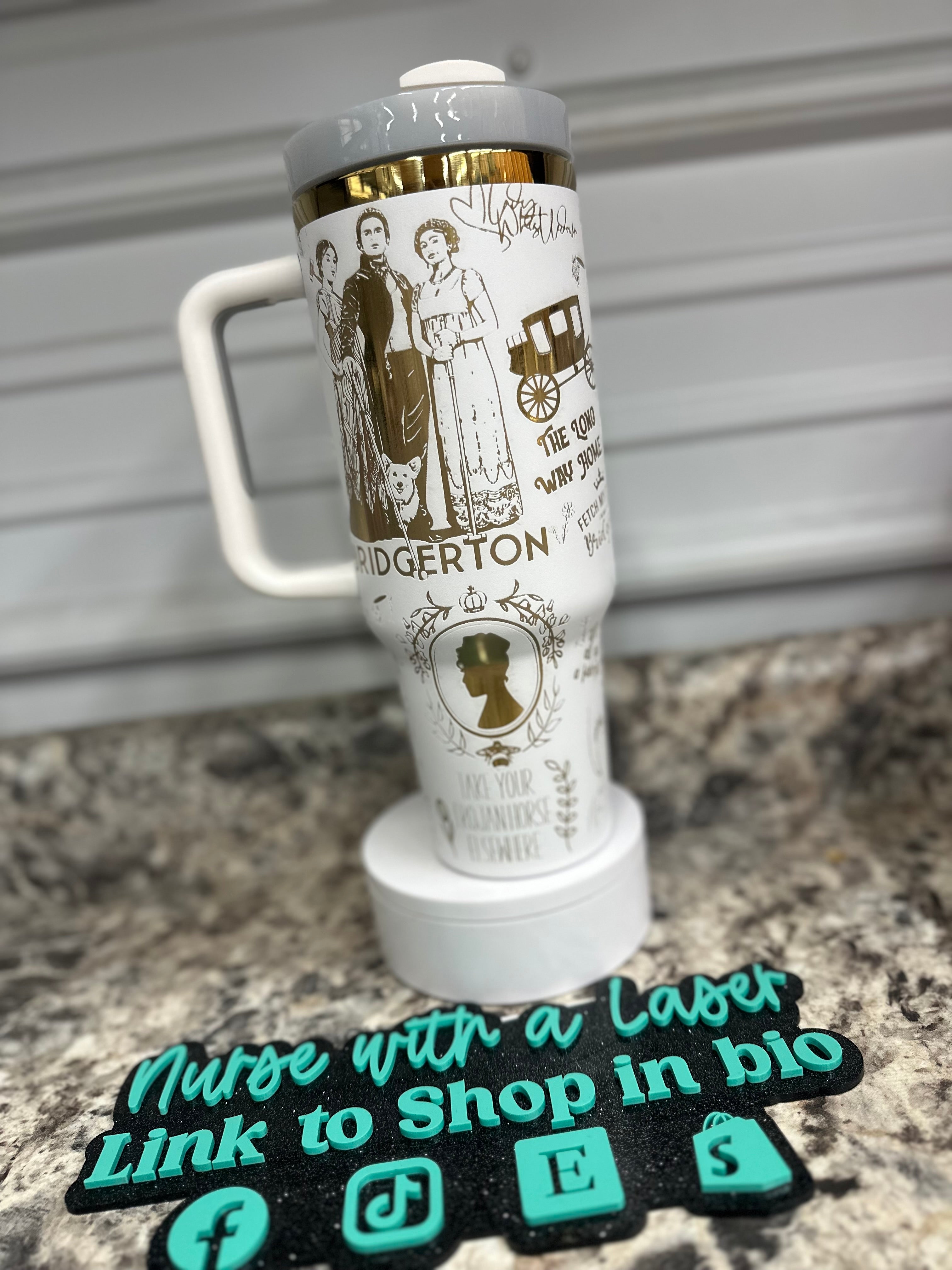 Bridgerton Gold Laser Engraved 40oz Tumbler