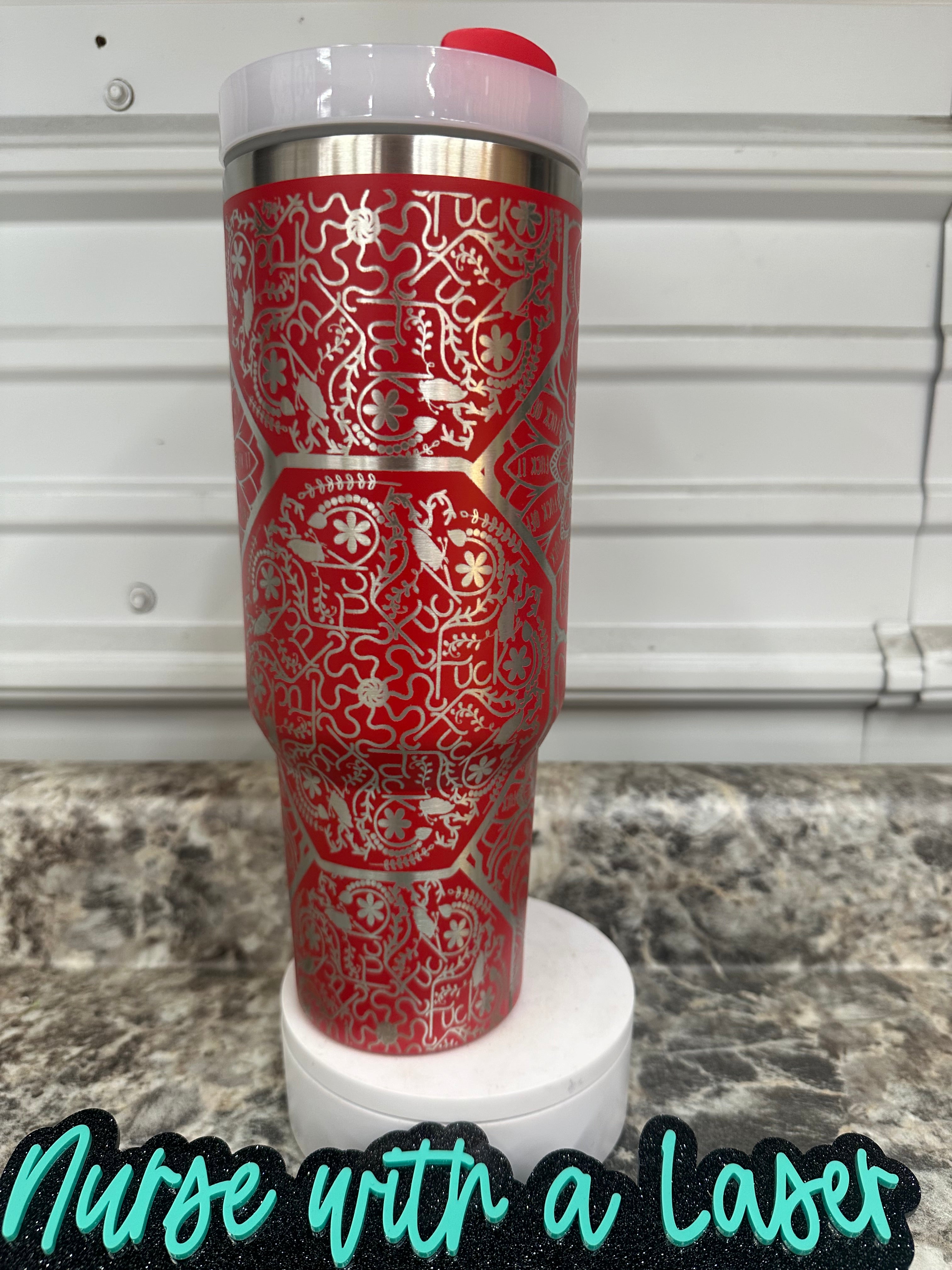 F word Mandala Floral Laser Engraved Wrap