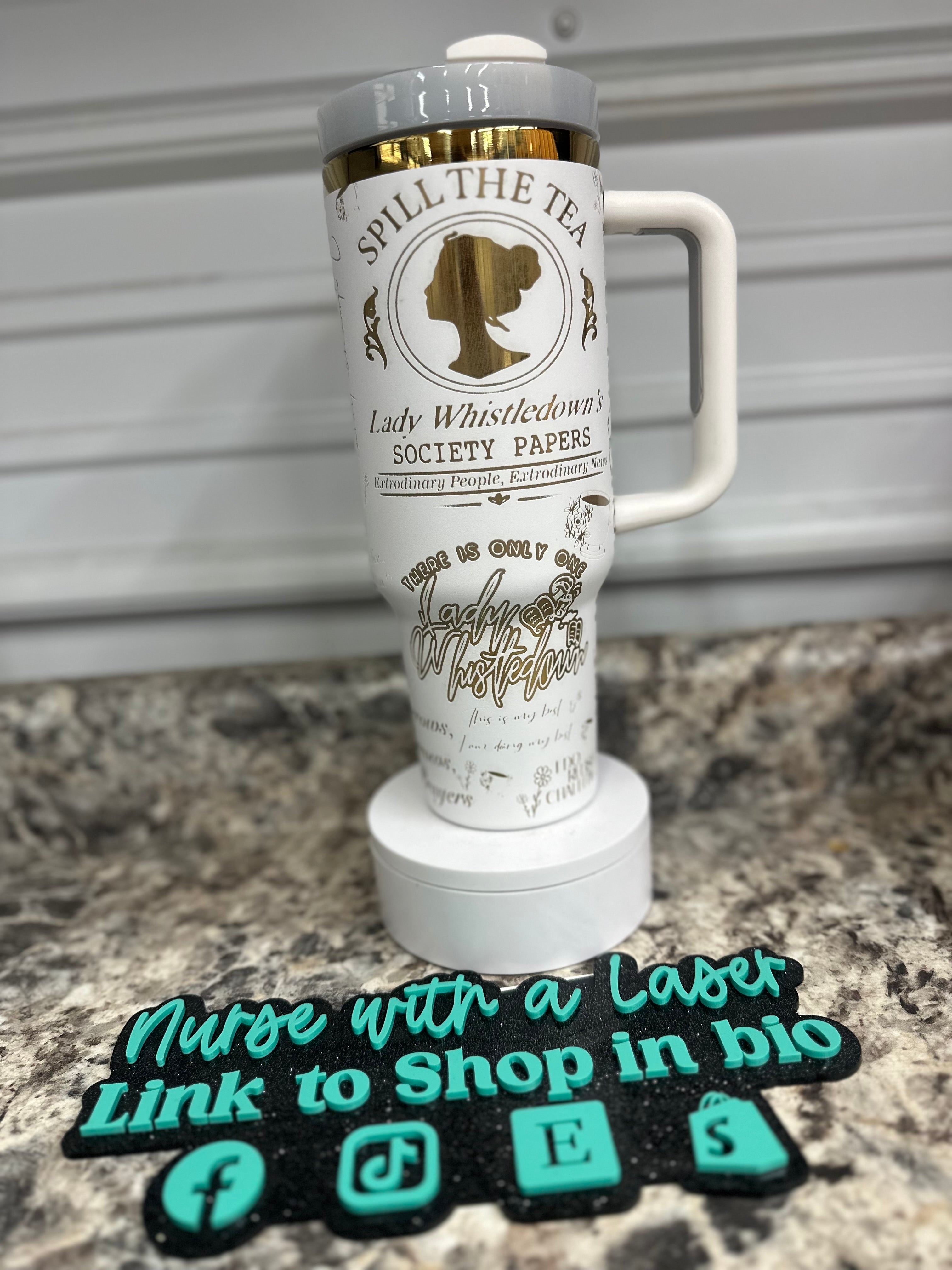 Bridgerton Gold Laser Engraved 40oz Tumbler