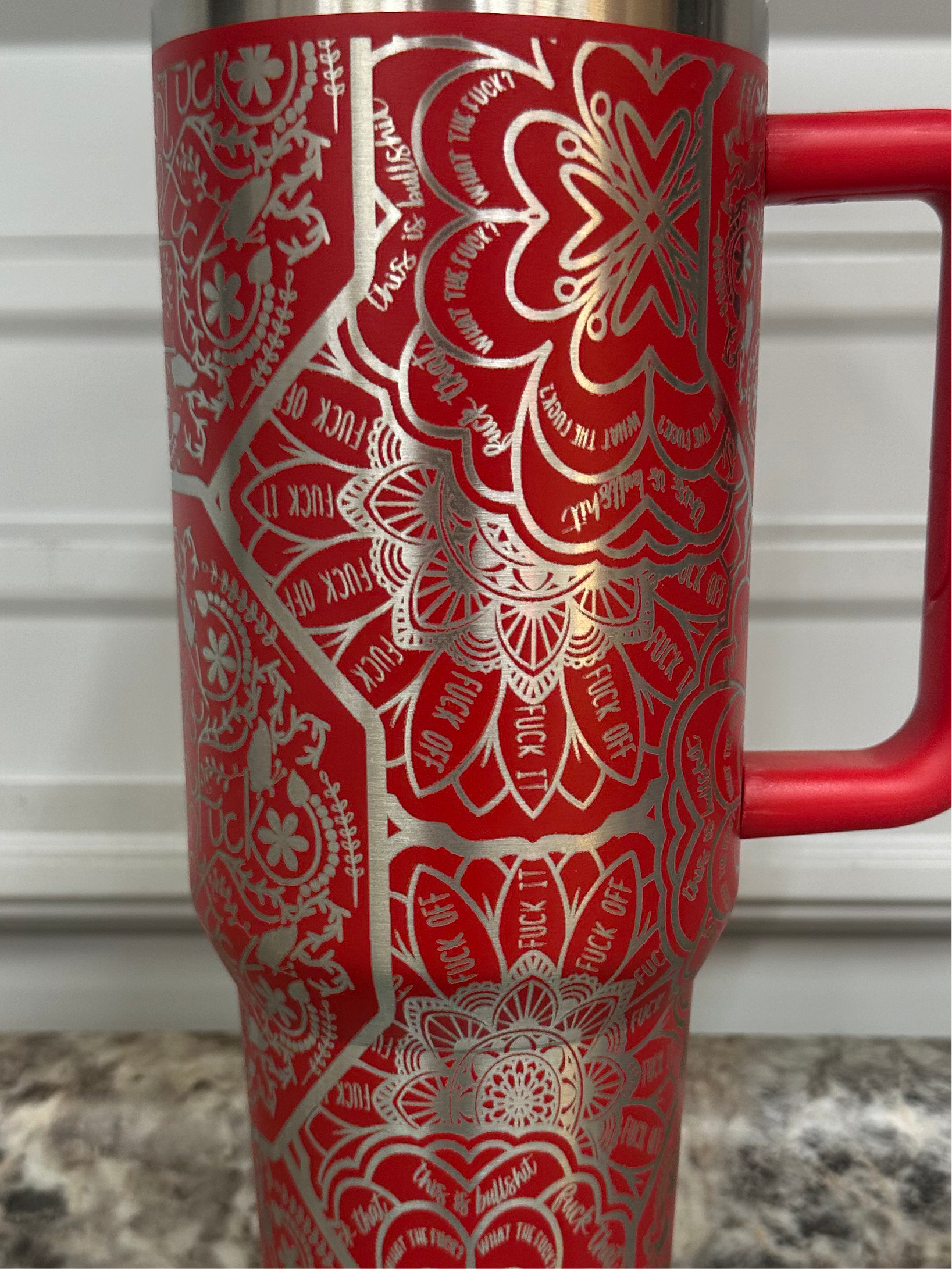 F word Mandala Floral Laser Engraved Wrap