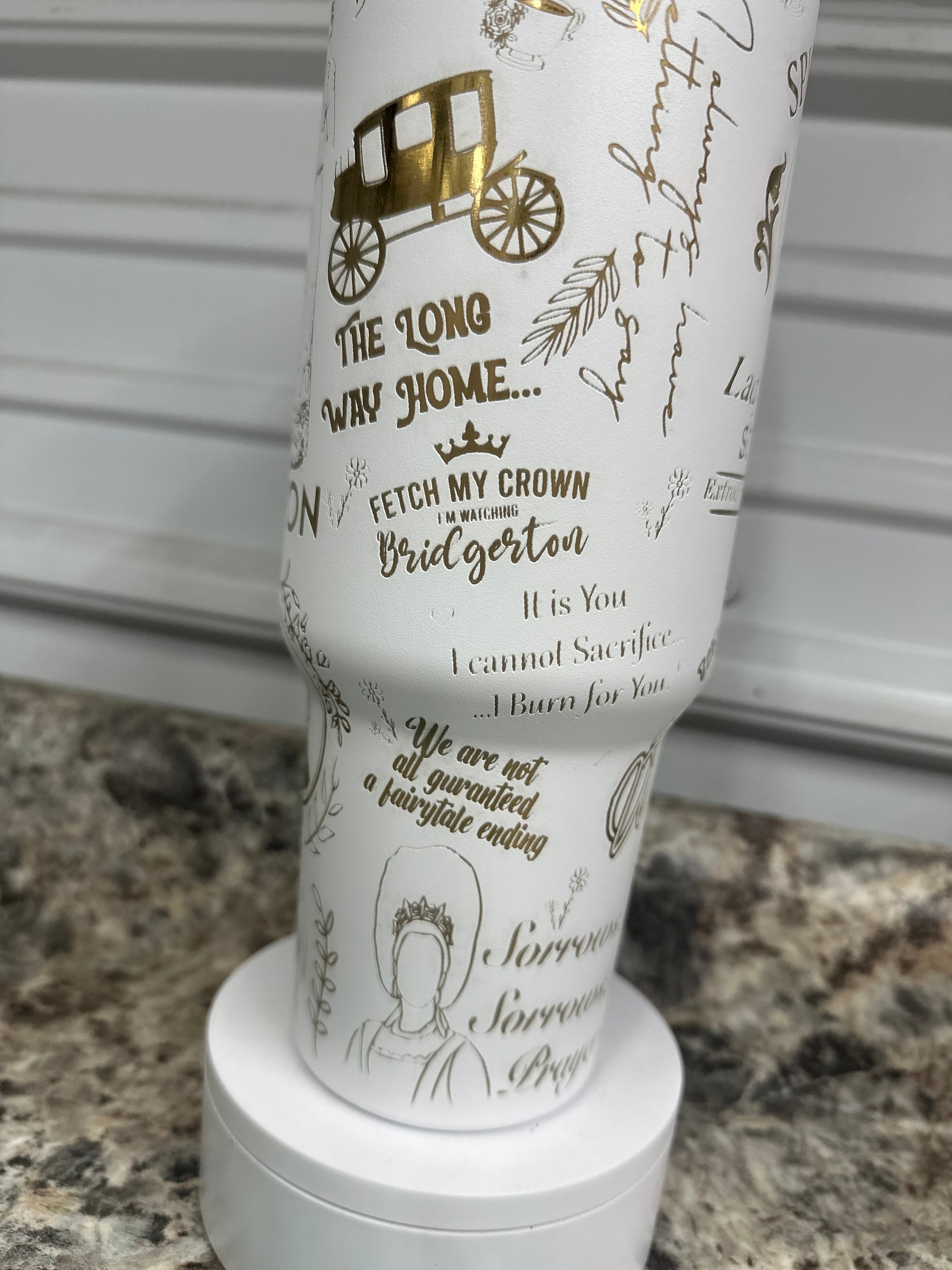 Bridgerton Gold Laser Engraved 40oz Tumbler