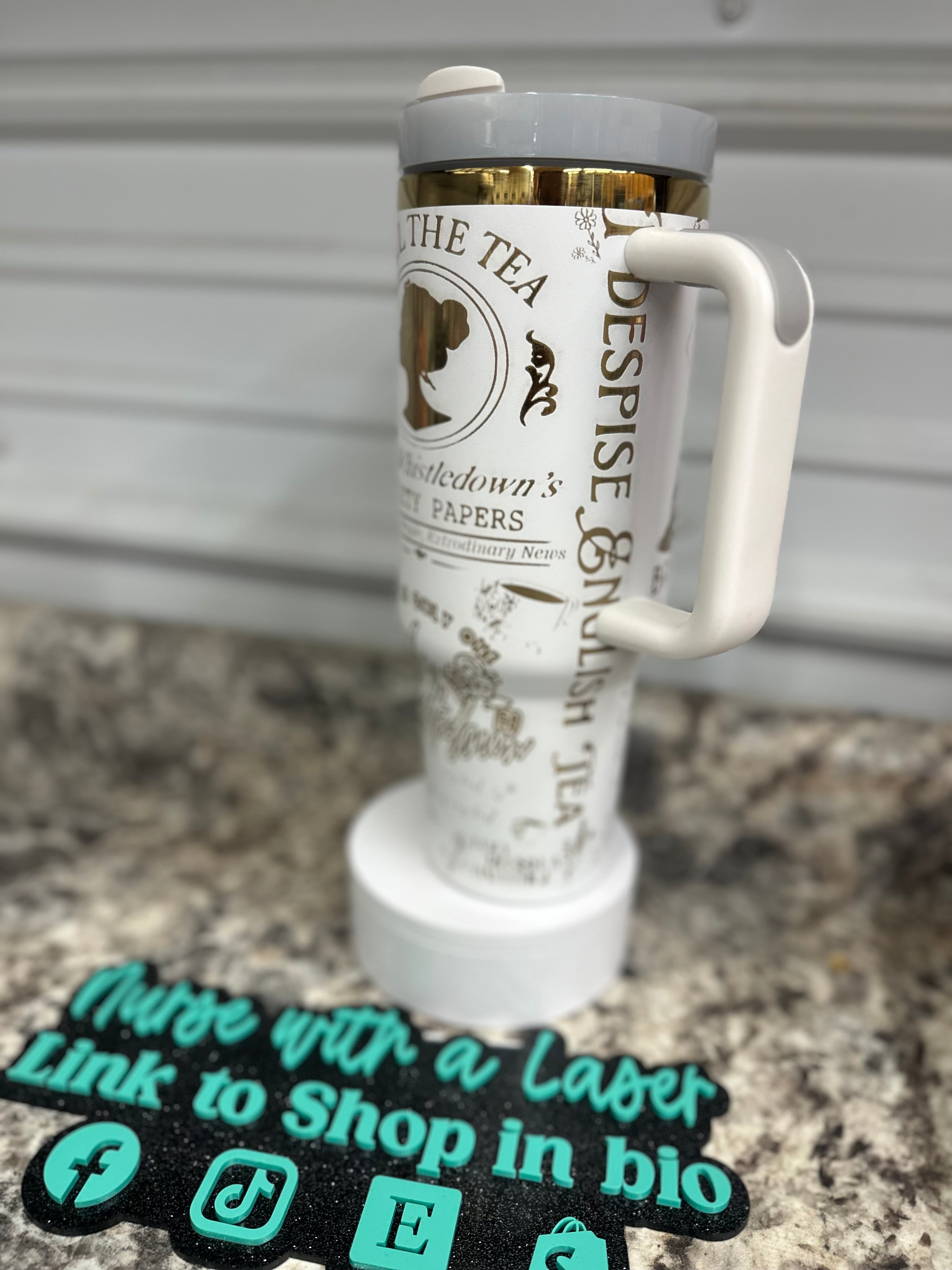 Bridgerton Gold Laser Engraved 40oz Tumbler