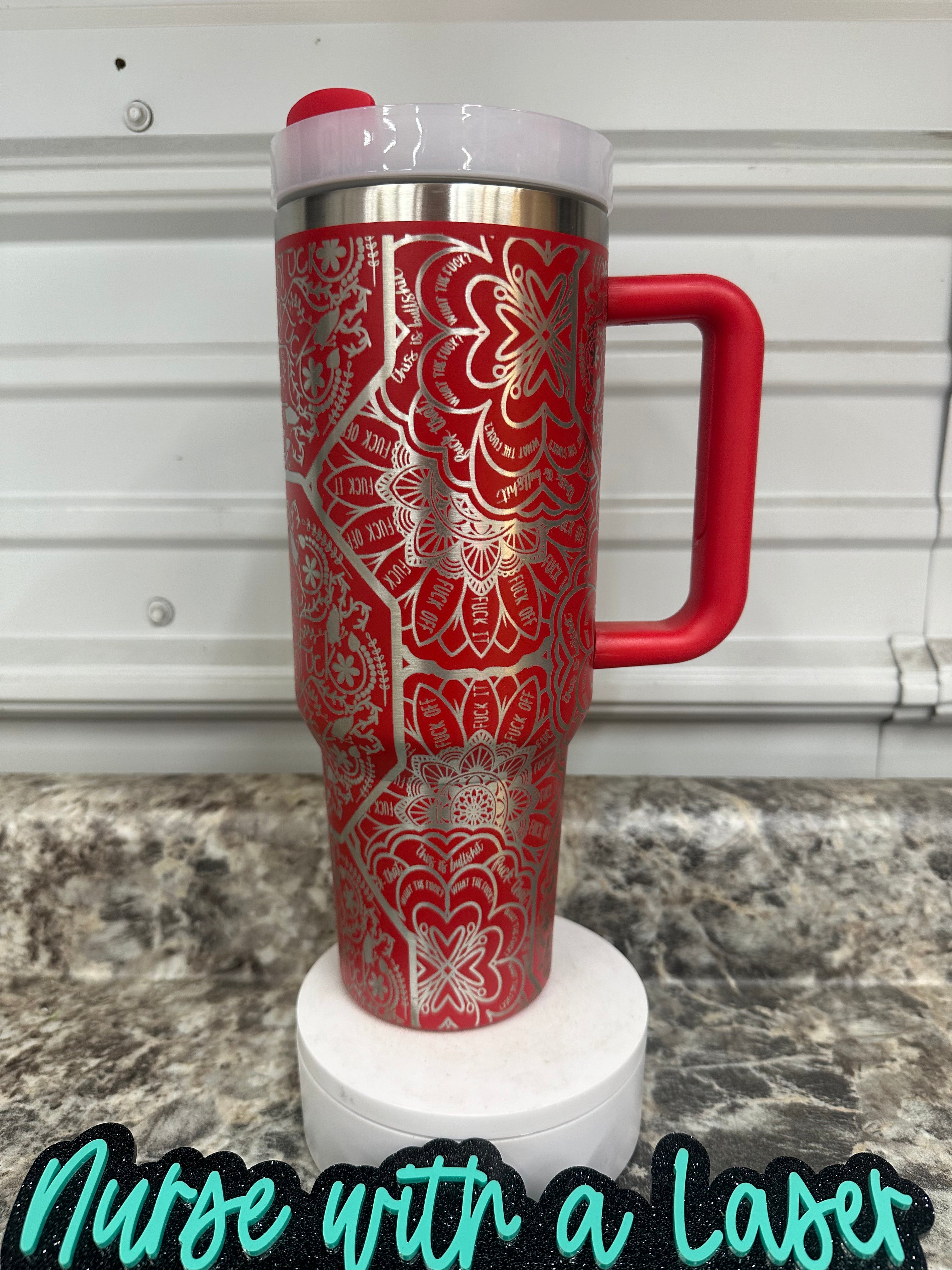 F word Mandala Floral Laser Engraved Wrap