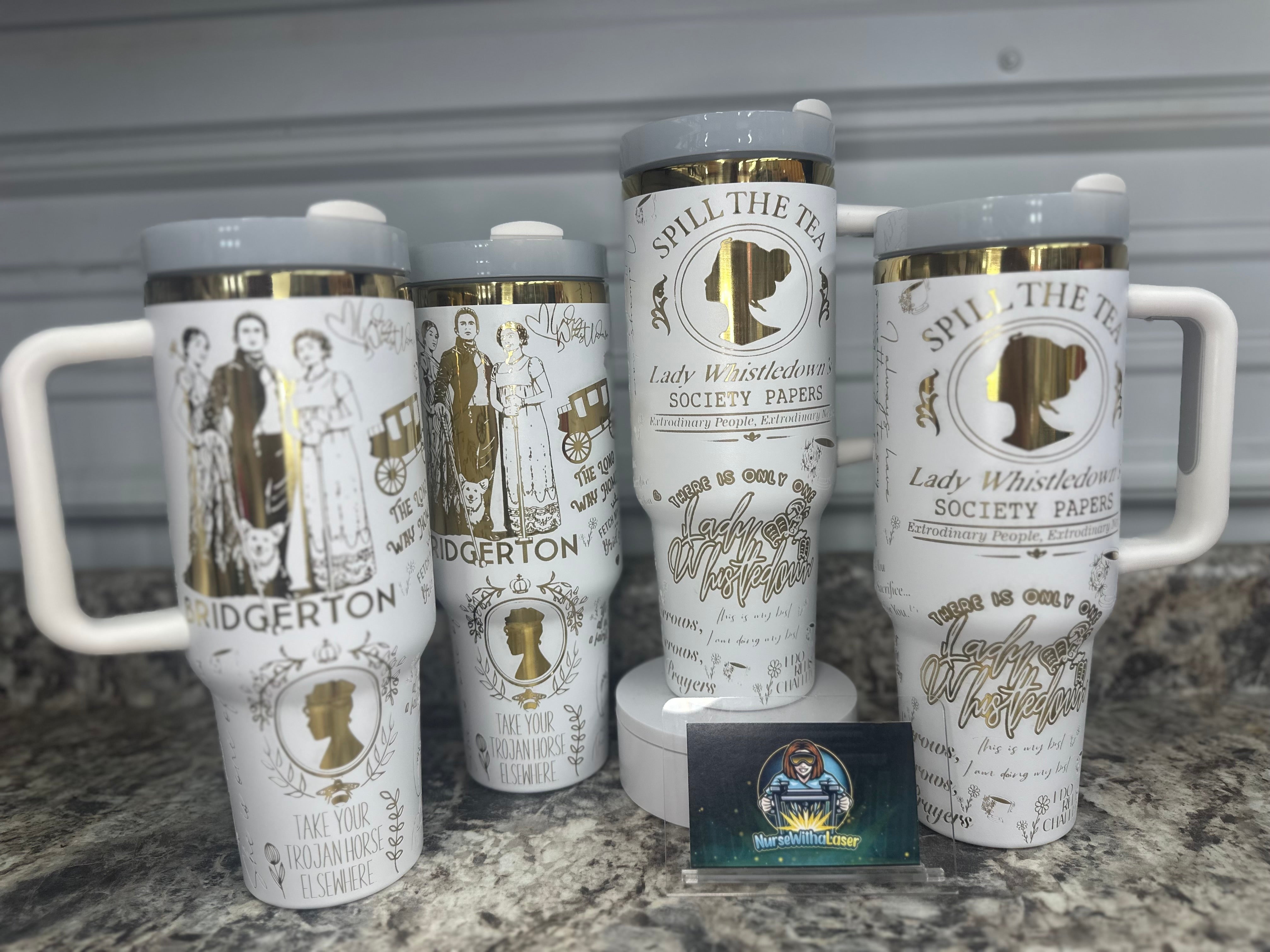 Bridgerton Gold Laser Engraved 40oz Tumbler