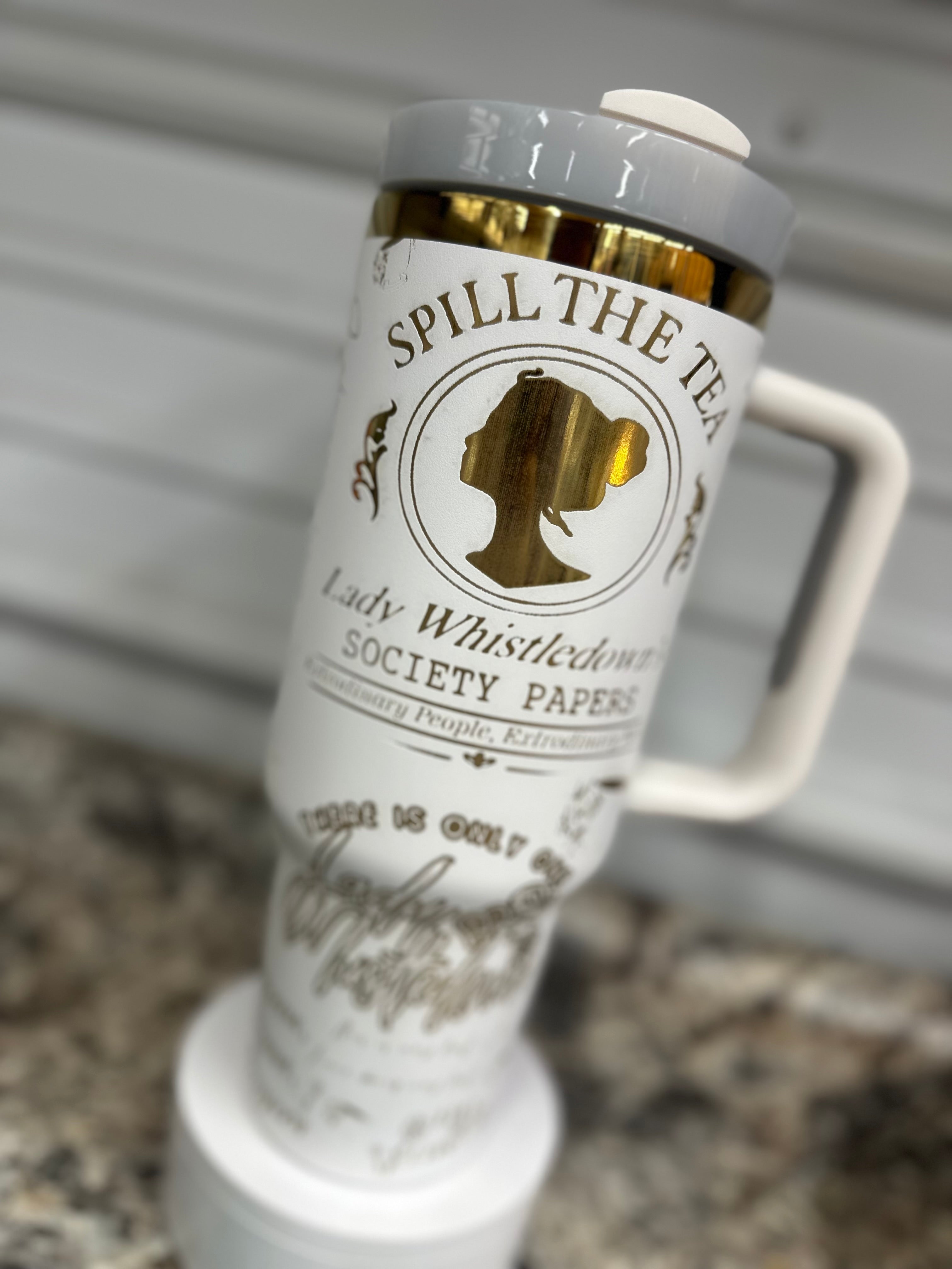 Bridgerton Gold Laser Engraved 40oz Tumbler