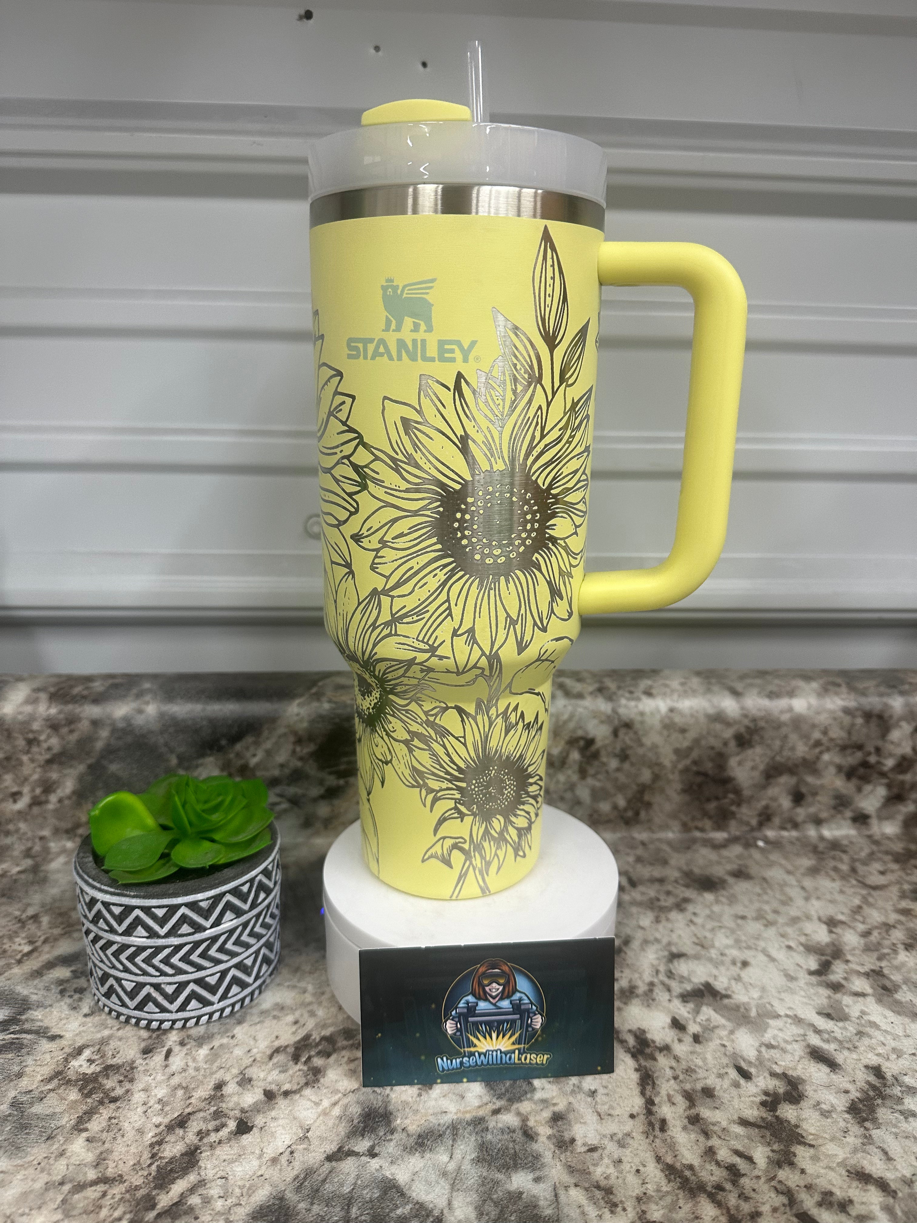 Sunflower Full Laser Engraving on Tumbler of Choice