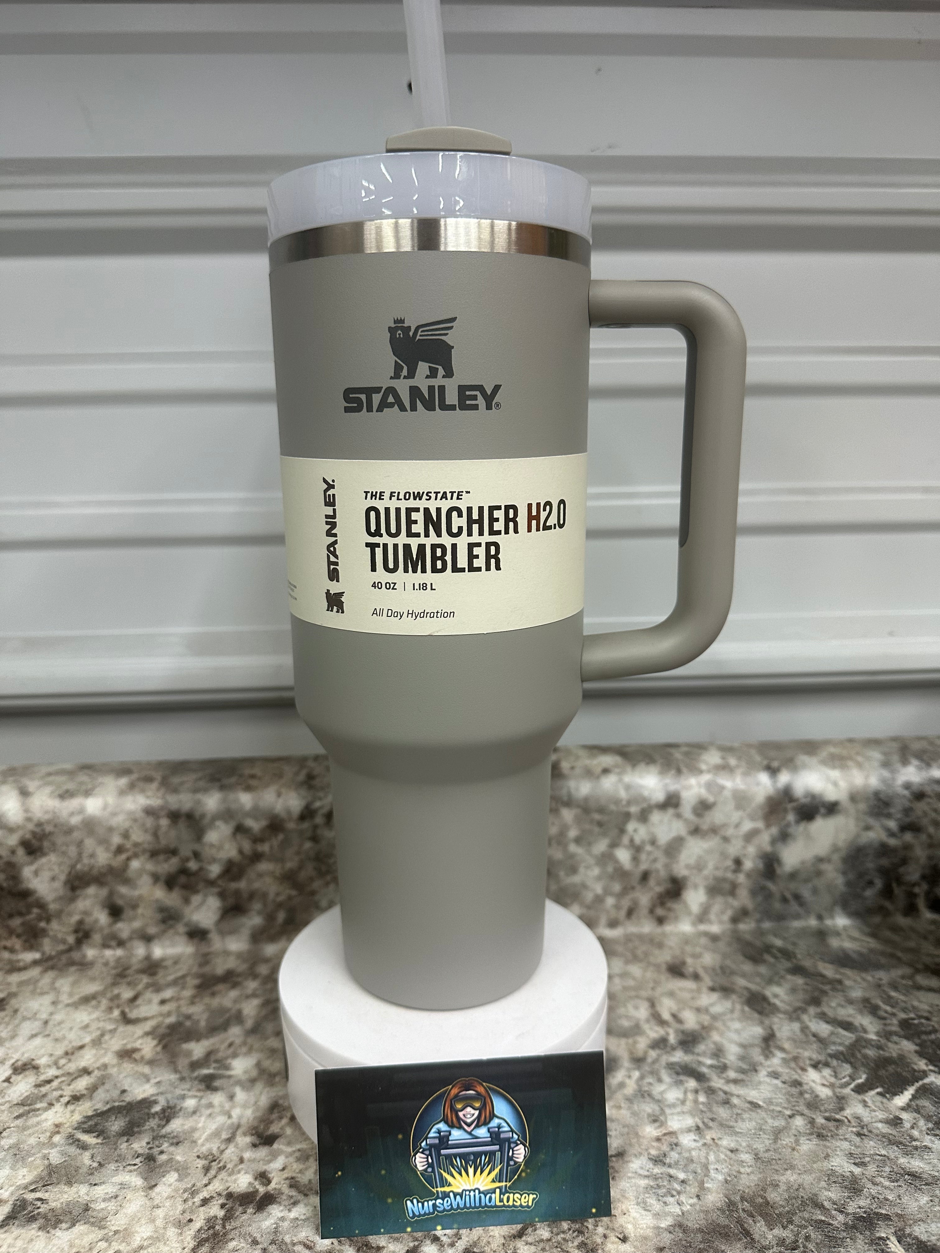 40oz Stanley Quencher Tumbler Laser Engraved skulls, guns, artillery