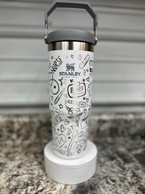 30oz Stanley Flip Top Water Bottle Nurse Theme Wrap