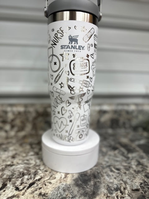 30oz Stanley Flip Top Water Bottle Nurse Theme Wrap