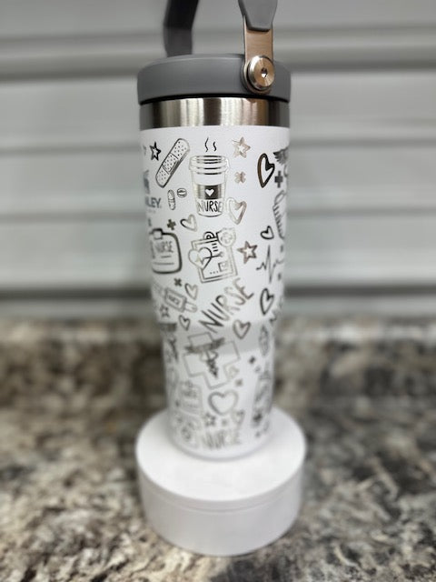 30oz Stanley Flip Top Water Bottle Nurse Theme Wrap